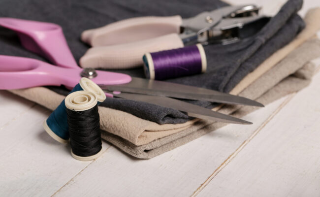 Sewing tools on the table